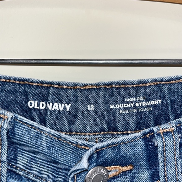 OLD NAVY Youth 12 High Rise Slouchy Straight Jeans Light Wash Denim 90s Inspired - Picture 4 of 8